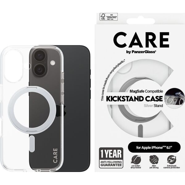 PanzerGlass CARE Case Feature Silver Kickstand  MagSAFE  iPhone 24 6.1"