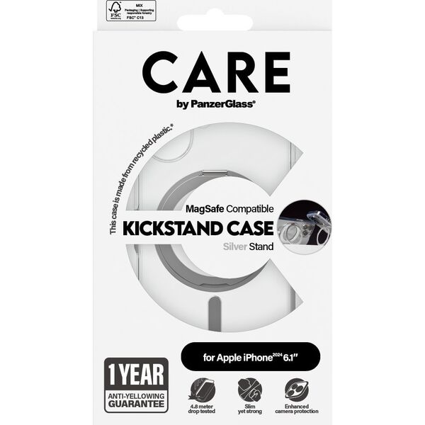 PanzerGlass CARE Case Feature Silver Kickstand  MagSAFE  iPhone 24 6.1"