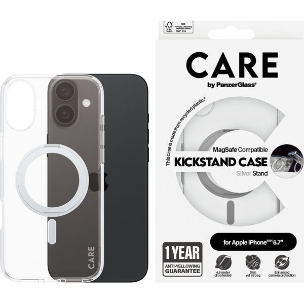 PanzerGlass CARE Case Feature Silver Kickstand  MagSAFE  iPhone 24 6.7"