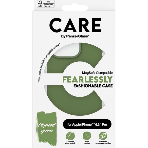 PanzerGlass CARE Case Fashion Green MagSAFE  iPhone '24 6.3" Pro