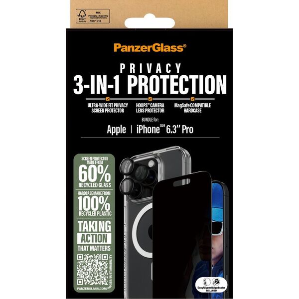 PanzerGlass PanzerGlass 3-in-1 Privacy Protection  iPhone 24 6.3" Pro