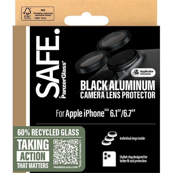 PanzerGlass SAFE Camera  Protector Black iPhone '24 6.1"  6.7"