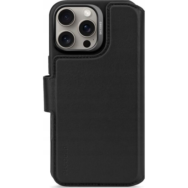 Decoded Decoded Leather Detachable Wallet - skórzana obudowa ochronna do iPhone 16 Pro Max kompatybilna z MagSafe (black)