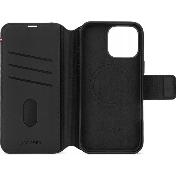 Decoded Decoded Leather Detachable Wallet - skórzana obudowa ochronna do iPhone 16 Pro Max kompatybilna z MagSafe (black)