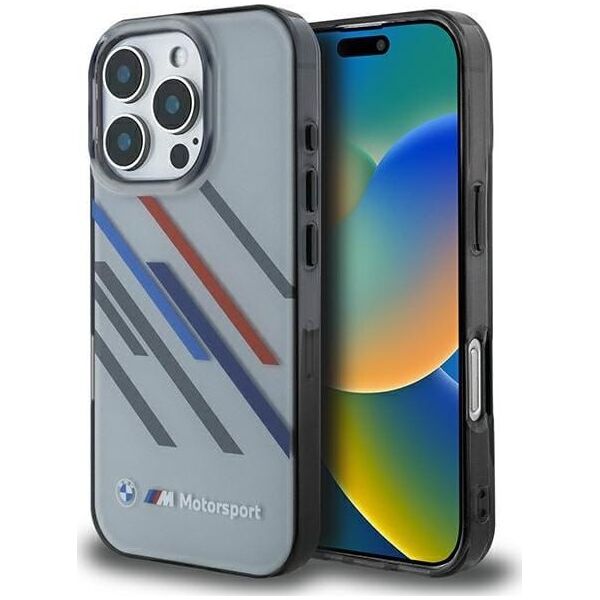 BMW BMW BMHCP16X23HTRAG iPhone 16 Pro Max 6.9" szary/grey hardcase Motosport IML Random Stripes