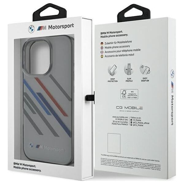 BMW BMW BMHCP16X23HTRAG iPhone 16 Pro Max 6.9" szary/grey hardcase Motosport IML Random Stripes