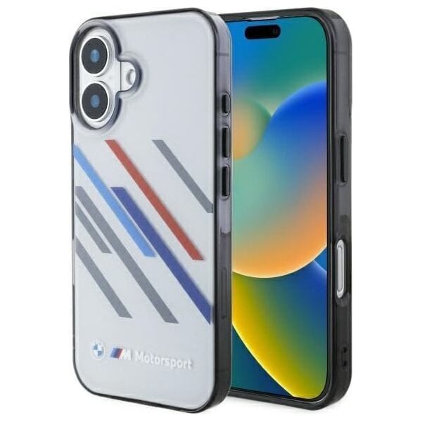 BMW BMW BMHCP16S23HTRAG iPhone 16 6.1" szary/grey hardcase Motosport IML Random Stripes