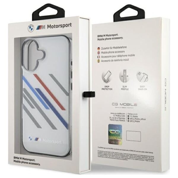 BMW BMW BMHCP16S23HTRAG iPhone 16 6.1" szary/grey hardcase Motosport IML Random Stripes