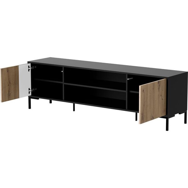 Cama Meble Szafka RTV MERCI 180x40x53,5 czarny/dąb artisan