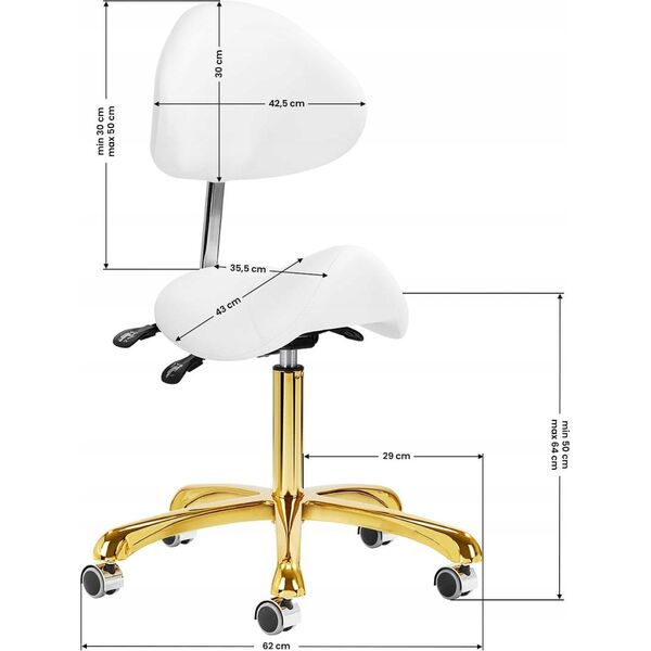 Activeshop Taboret kosmetyczny 1004 Giovanni złoto biały