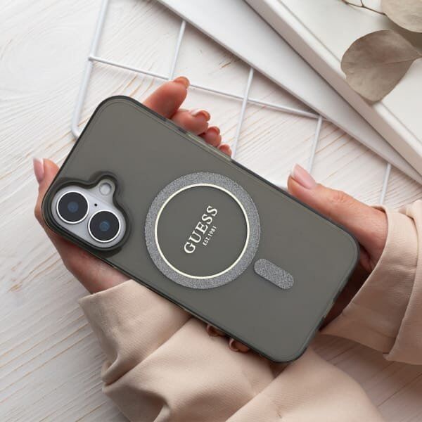 Guess Guess GUHMP16LHFGERET iPhone 16 Pro 6.3" przeźroczysty/transparent hardcase IML Glitter Circle MagSafe