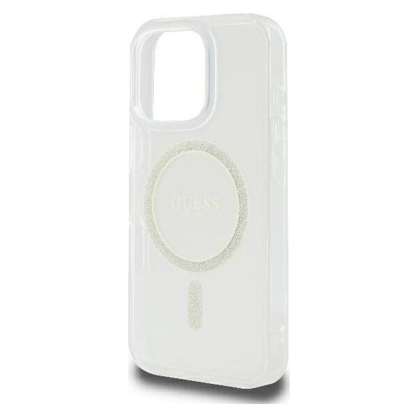Guess Guess GUHMP16LHFGERET iPhone 16 Pro 6.3" przeźroczysty/transparent hardcase IML Glitter Circle MagSafe