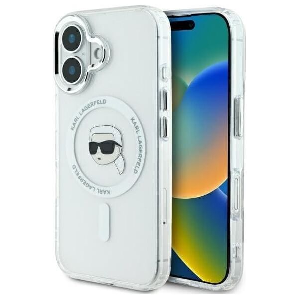Karl Lagerfeld Karl Lagerfeld KLHMP16MHLSKIH iPhone 16 Plus 6.7" biały/white hardcase IML Metal Karl Head MagSafe