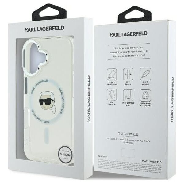 Karl Lagerfeld Karl Lagerfeld KLHMP16MHLSKIH iPhone 16 Plus 6.7" biały/white hardcase IML Metal Karl Head MagSafe