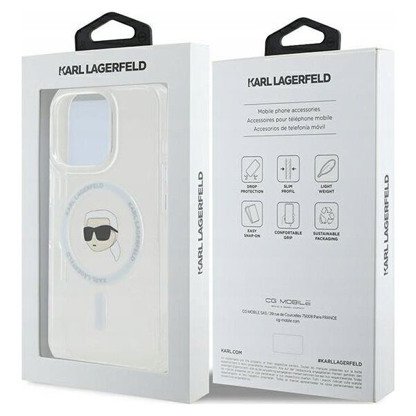 Karl Lagerfeld Karl Lagerfeld KLHMP16LHLSKIH iPhone 16 Pro 6.3" biały/white hardcase IML Metal Karl Head MagSafe