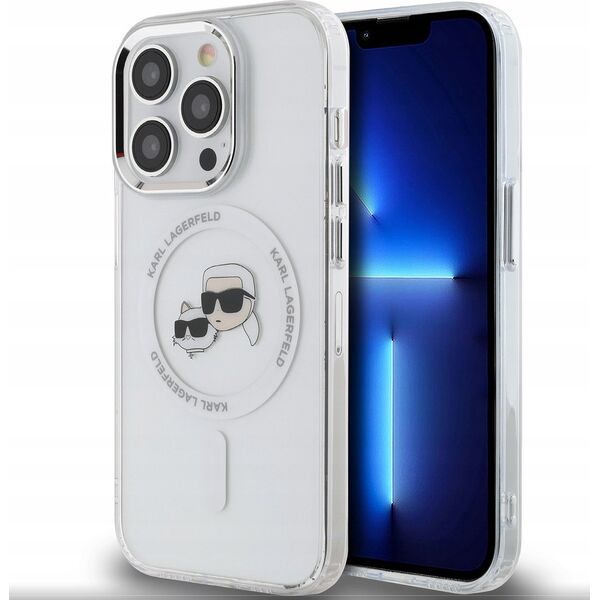 Karl Lagerfeld Karl Lagerfeld KLHMP14LHLSKCH iPhone 14 Pro 6.1" biały/white hardcase IML Metal Karl&Choupette Head MagSafe