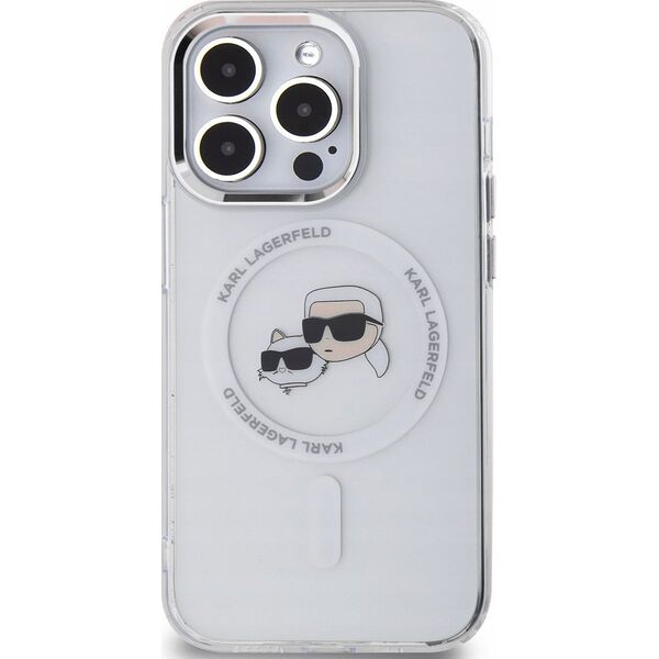 Karl Lagerfeld Karl Lagerfeld KLHMP14LHLSKCH iPhone 14 Pro 6.1" biały/white hardcase IML Metal Karl&Choupette Head MagSafe