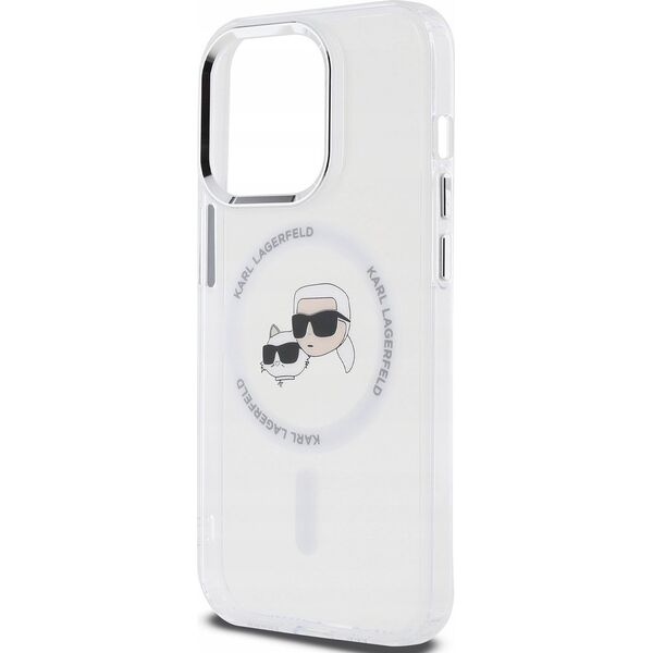 Karl Lagerfeld Karl Lagerfeld KLHMP14LHLSKCH iPhone 14 Pro 6.1" biały/white hardcase IML Metal Karl&Choupette Head MagSafe