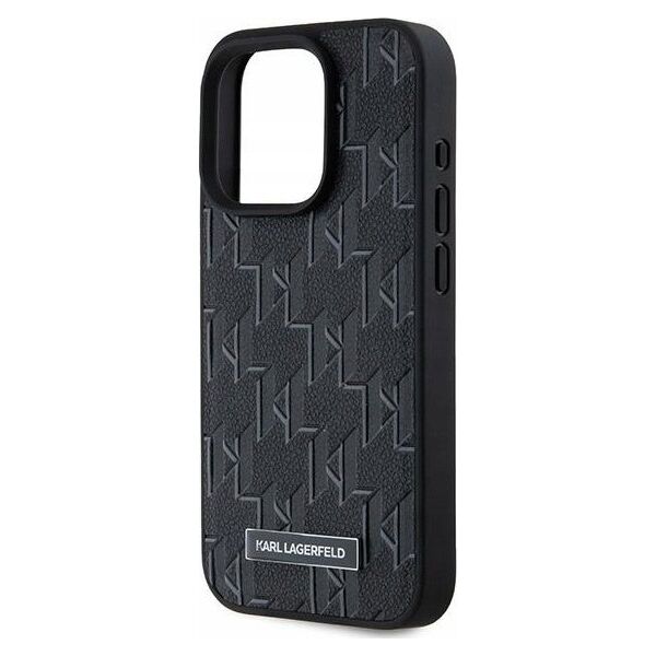 Karl Lagerfeld Karl Lagerfeld KLHMP15LPKHPORPK iPhone 15 Pro 6.1" hardcase czarny/black Leather Monogram Metal Logo MagSafe
