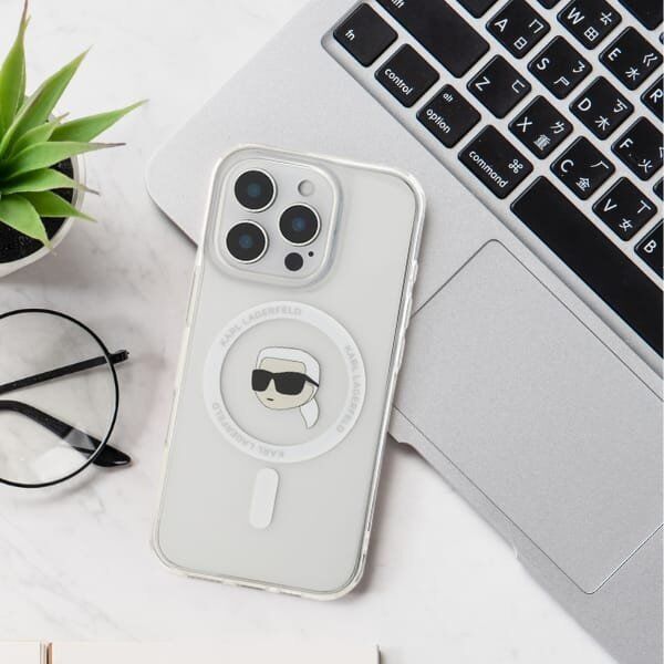 Karl Lagerfeld Karl Lagerfeld KLHMP16XHLSCHH iPhone 16 Pro Max 6.9" biały/white hardcase IML Metal Choupette Head MagSafe