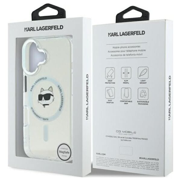 Karl Lagerfeld Karl Lagerfeld KLHMP16MHLSCHH iPhone 16 Plus 6.7" biały/white hardcase IML Metal Choupette Head MagSafe