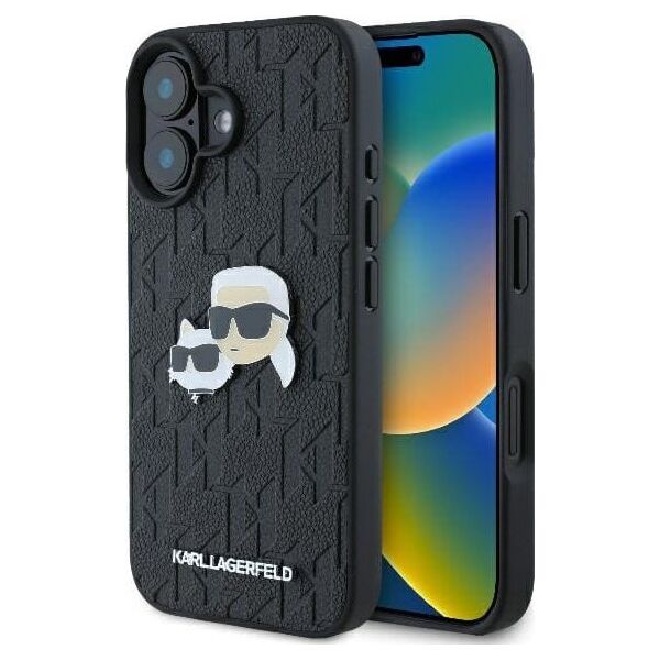 Karl Lagerfeld Karl Lagerfeld KLHCP16MPGKLKCPK iPhone 16 Plus 6.7" czarny/black hardcase Monogram Karl&Chaoupette Head Pin