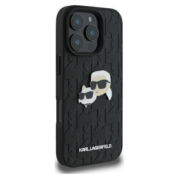 Karl Lagerfeld Karl Lagerfeld KLHCP16LPGKLKCPK iPhone 16 Pro 6.3" czarny/black hardcase Monogram Karl&Chaoupette Head Pin