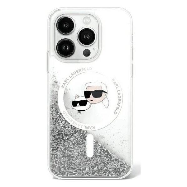Karl Lagerfeld Karl Lagerfeld KLHMP16XLGKCSGH iPhone 16 Pro Max 6.9" hardcase transparent Liquid Glitter Karl&Choupette Head Magsafe