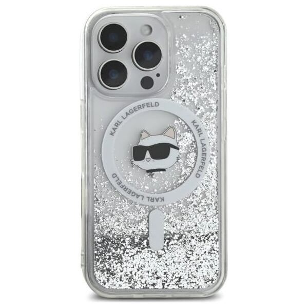 Karl Lagerfeld Karl Lagerfeld KLHMP16XLGCHSGH iPhone 16 Pro Max 6.9" hardcase transparent Liquid Glitter Choupette Head Magsafe