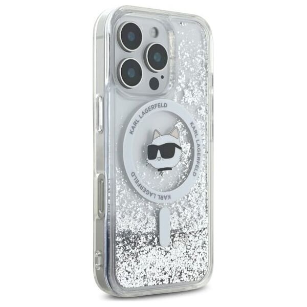 Karl Lagerfeld Karl Lagerfeld KLHMP16XLGCHSGH iPhone 16 Pro Max 6.9" hardcase transparent Liquid Glitter Choupette Head Magsafe