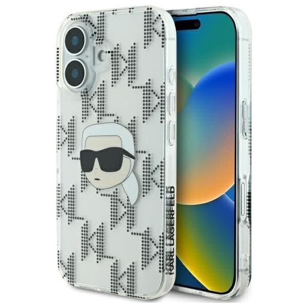 Karl Lagerfeld Karl Lagerfeld KLHCP16SHKLPKHT iPhone 16 6.1" przezroczysty/transparent hardcase IML Karl Head Electroplated