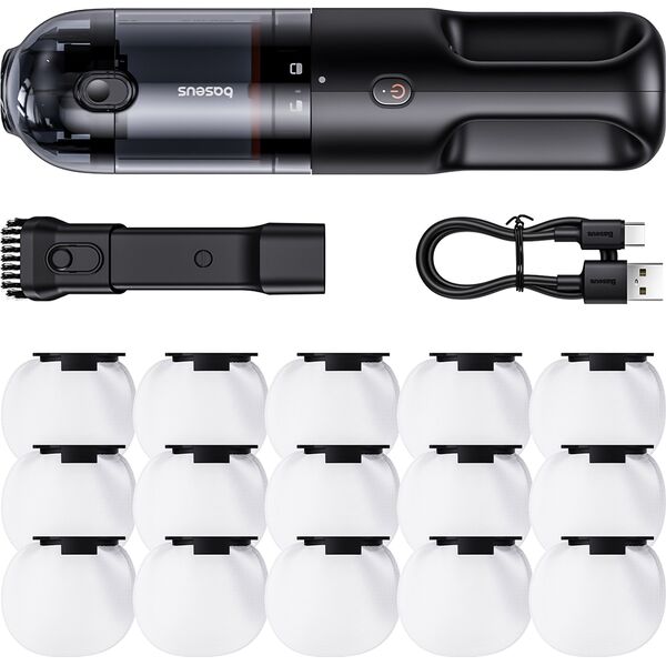Odkurzacz ręczny Baseus Odkurzacz samochodowy bezprzewodowy mocny 85W Baseus AP01 15 worków 5000Pa USB-C - czarny