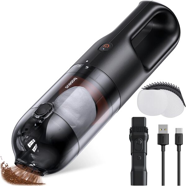Odkurzacz ręczny Baseus Odkurzacz samochodowy bezprzewodowy mocny 85W Baseus AP01 15 worków 5000Pa USB-C - czarny