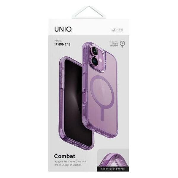 Uniq UNIQ etui Combat iPhone 16 6.1" Magclick Charging różowy/grape pink