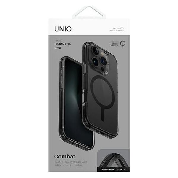 Uniq UNIQ etui Combat iPhone 16 Pro 6.3" Magclick Charging czarny/carbon black