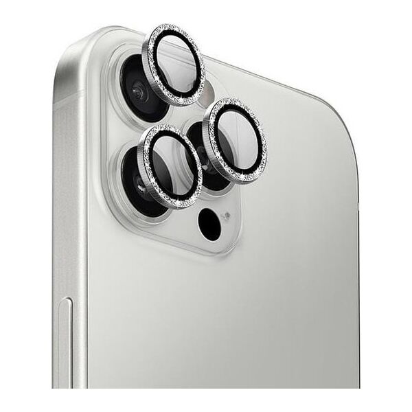 Uniq UNIQ Optix Aluminium Camera Lens Protector iPhone 16 Pro 6.3" / 16 Pro Max 6.9" white shimmer szkło na obiektyw aparatu z aplikatorem