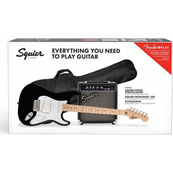 Squier Squier Sonic Stratocaster -kitarapaketti, musta