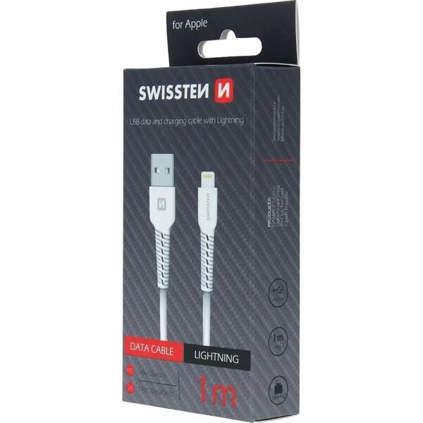 Kabel USB Swissten Swissten Basic Fast Charge 3A Lightning (MD818ZM/A) Datu un Uzlādes Kabelis 1m Balts