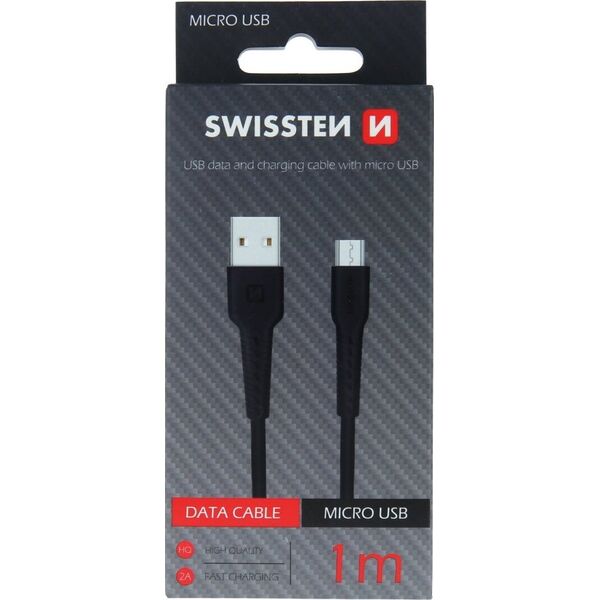 Kabel USB Swissten Swissten Basic Fast Charge 3A Micro USB Datu un Uzlādes Kabelis 1m Melns
