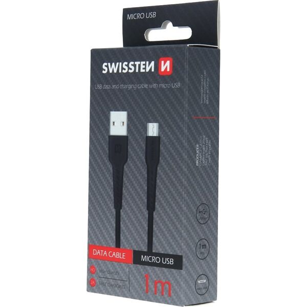 Kabel USB Swissten Swissten Basic Fast Charge 3A Micro USB Datu un Uzlādes Kabelis 1m Melns