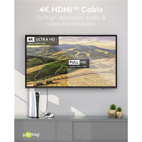 Kabel Goobay Przewód HDMI™ o dużej szybkości transmisji z Ethernetem, 10 m, Sharkskin Grey - Długość kabla 10 m