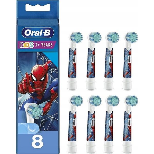 Końcówka Braun Braun Oral-B Kids Spiderman 8-piece brush attachment (white, frustration-free packaging)