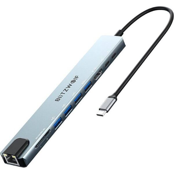 Stacja/replikator Blitzwolf Stacja dokująca Blitzwolf BW-TH5 10w1 USB-C (srebrny)