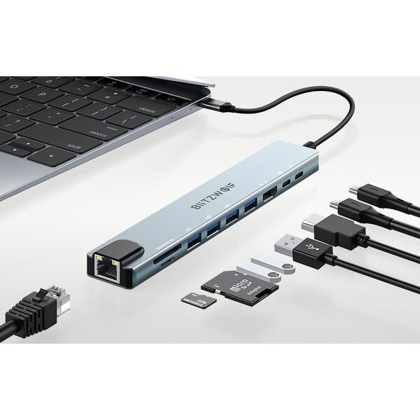 Stacja/replikator Blitzwolf Stacja dokująca Blitzwolf BW-TH5 10w1 USB-C (srebrny)