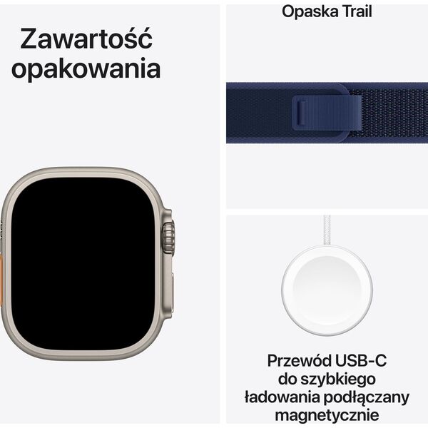 Smartwatch Apple Watch Ultra 2 GPS + Cellular 49mm Titanium Case Trail Loop S/M Niebieski (MX4J3)