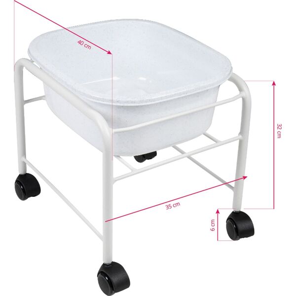 Activeshop Brodzik do pedicure prosty z kółkami biały