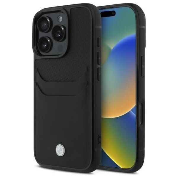 BMW BMW BMHCP16X22RSEPK iPhone 16 Pro Max 6.9" czarny/black hardcase Sign Leather Cardslot