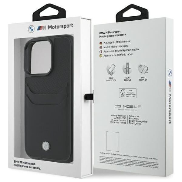 BMW BMW BMHCP16X22RSEPK iPhone 16 Pro Max 6.9" czarny/black hardcase Sign Leather Cardslot
