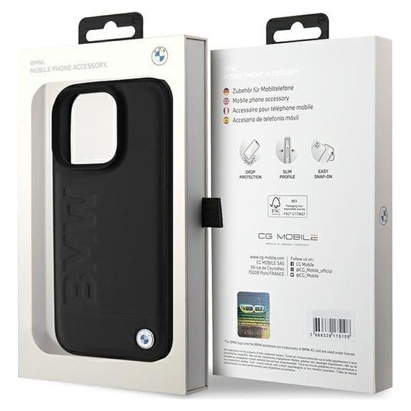 BMW BMW BMHCP16XSLLBK iPhone 16 Pro Max 6.9" czarny/black hardcase Leather Hot Stamp