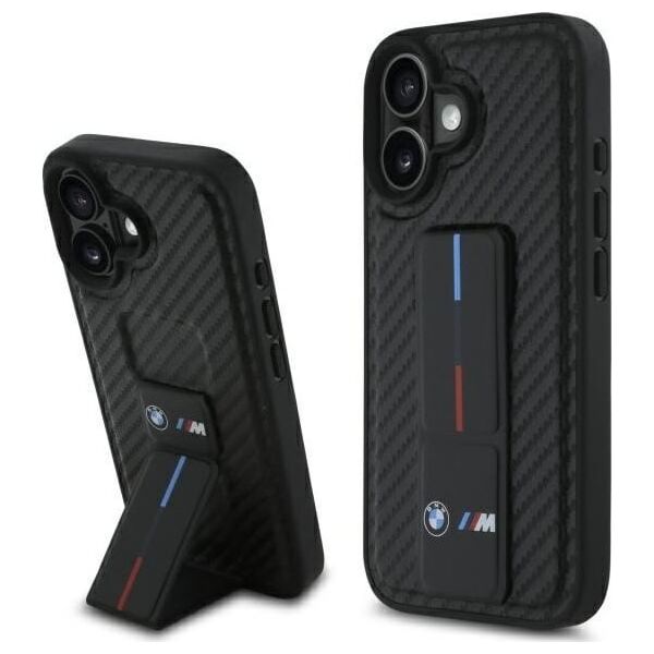 BMW BMW BMHCP16SGSPCCK iPhone 16 6.1" czarny/black hardcase M Grip Stand Smooth and Carbon